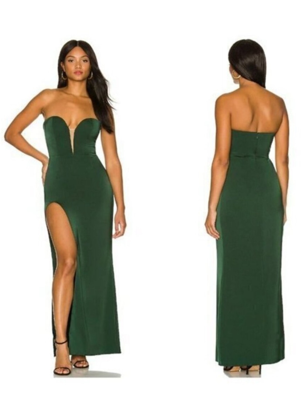 NBD Strapless Bustier Gown in Forest Green